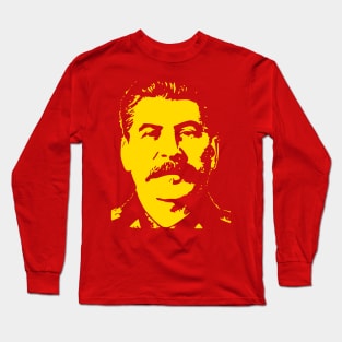 Stalin Yellow On Red Soviet Style Pop Art Long Sleeve T-Shirt